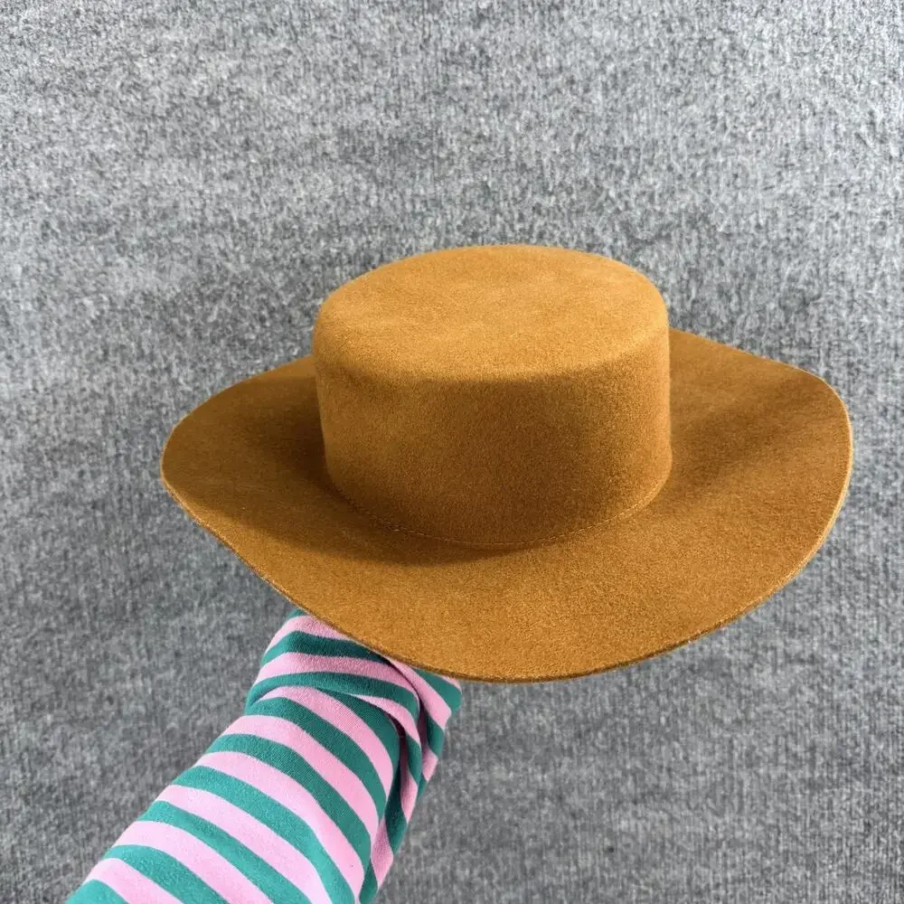Gigi Pip Hat 57 S/M Dahlia Boater Hat Brown Australian Wool Western Rancher